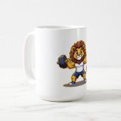 Löwe hebt leichte Gewichte – Süße Gym-Tier-Illus Kaffeetasse (Vorderseite Links)
