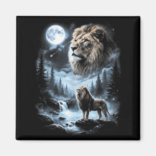 Löwe heult zum Mond 90er Retro Safari Tier Magnet