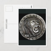 Löwe. Hobonickel-Münze. Postkarte (Vorne/Hinten)