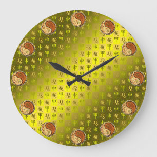 Löwe & Holz-Affe Große Wanduhr