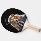 Löwe im Anzug Tischtennis Schläger (Seitenansicht)