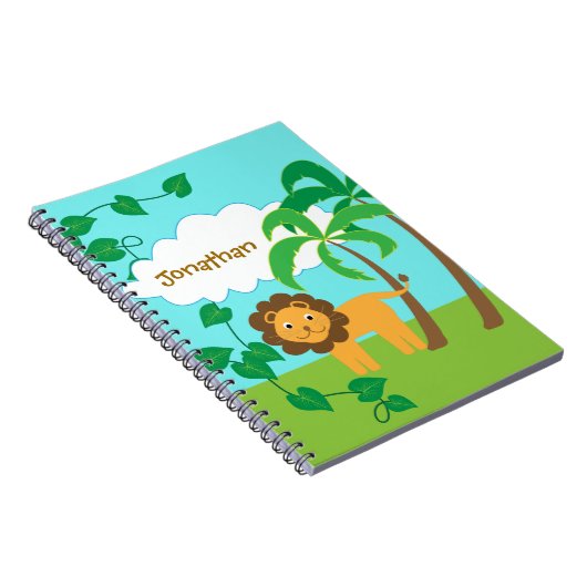 Löwe im Dschungel mit den Palmen personalisiert Notizblock (Rechte Seite)