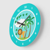 Löwe im Dschungel mit Palmen Personalisiert Große Wanduhr (Winkel)