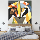 Löwe im geometrischen Abstrakten Kunststil Leinwanddruck (Insitu (Schlafzimmer))