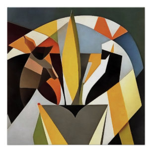 Löwe im geometrischen Abstrakten Kunststil Poster