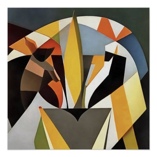 Löwe im geometrischen Abstrakten Kunststil Poster (Vorderseite)