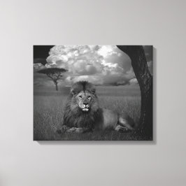 Löwe im Gras Leinwanddruck