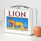Löwe im großen Gras Metall Brotdose (Beispiel)