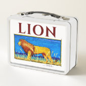 Löwe im großen Gras Metall Brotdose (Rückseite)