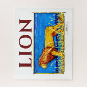 Löwe im großen Gras Puzzle (Vertikal)