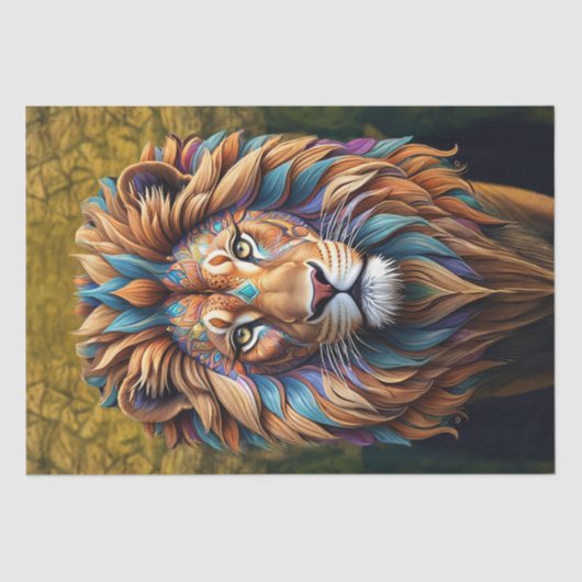 Löwe im Strudel für Decoupage Seidenpapier (Vorderseite)