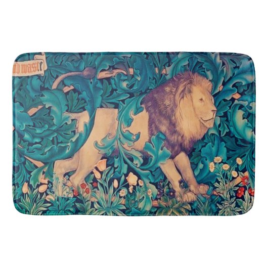 Löwe im Wald, William Morris Badematte (Vorderseite)