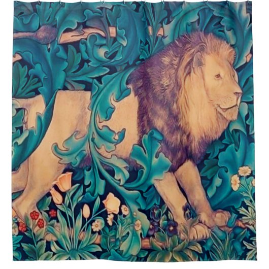 Löwe im Wald, William Morris Duschvorhang (Vorderseite)