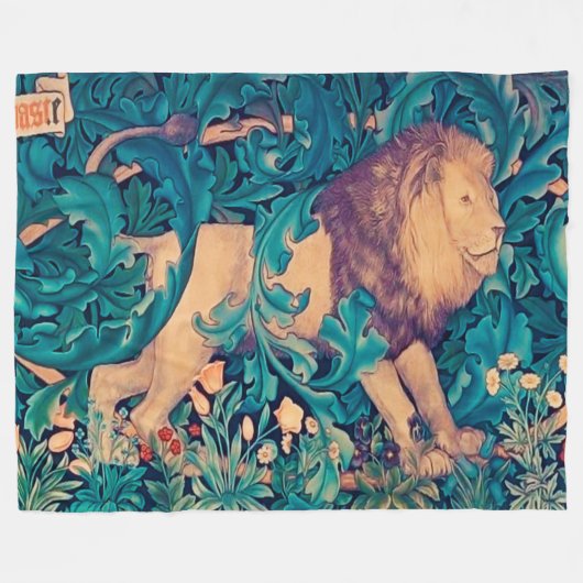 Löwe im Wald, William Morris Fleecedecke (Vorderseite (Horizontal))