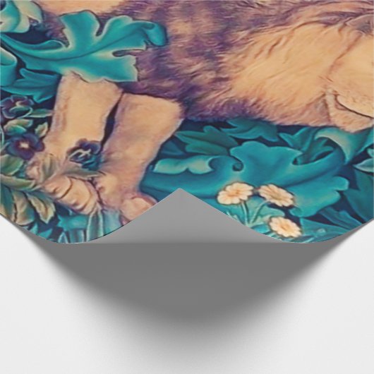 Löwe im Wald, William Morris Geschenkpapier (Ecke)