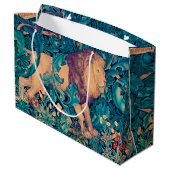 Löwe im Wald, William Morris große Geschenktasche Geschenktüte (Rückseite Schrägansicht)