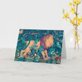 Löwe im Wald, William Morris Karte (Gelbe Blume)