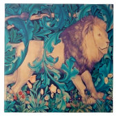 Löwe im Wald, William Morris Keramik Tile Fliese (Vorderseite)