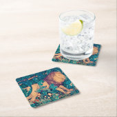 Löwe im Wald, William Morris Rechteckiger Pappuntersetzer (Vor Ort)