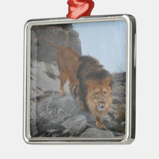 Löwe in den Bergen (von Richard Friese) Ornament Aus Metall (Links)