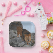 Löwe in den Bergen (von Richard Friese) Pappteller (Party)