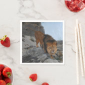 Löwe in den Bergen (von Richard Friese) Serviette (Beispiel)