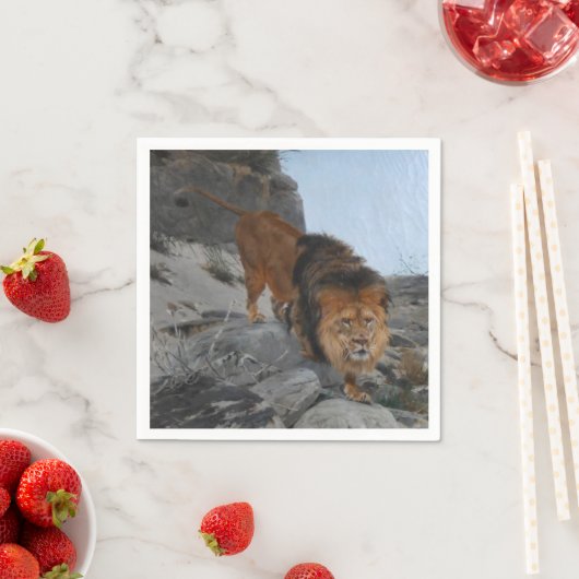 Löwe in den Bergen (von Richard Friese) Serviette (Beispiel)
