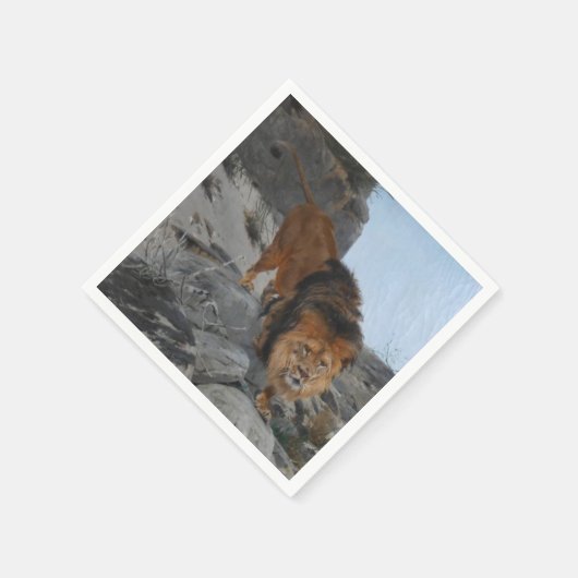 Löwe in den Bergen (von Richard Friese) Serviette (Ecke)