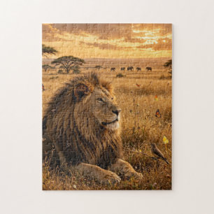 Löwe in der afrikanischen Savanne Puzzle