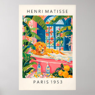 Löwe in der Badewanne Kunstprint im Stil von Matis Poster