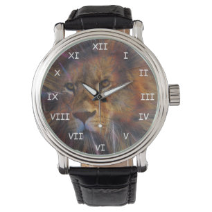 Löwe in der Galerieüberwachung Armbanduhr