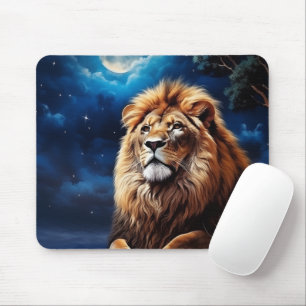 Löwe in der Mondlichtnacht Mousepad
