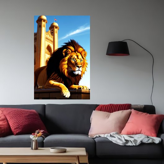 Löwe in der Stadt | Art der AI Poster