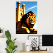Löwe in der Stadt | Art der AI Poster (Heimbüro)