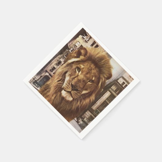 Löwe in der Stadt Serviette (Ecke)