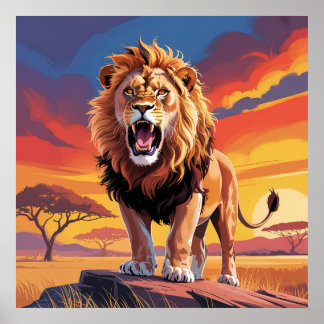 Löwe in der Wildnis Poster