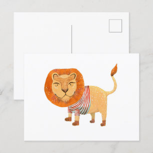 Löwe in einem gestreiften Shirt Postkarte