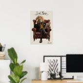 Löwe in einem Ledersessel Poster (Heimbüro)