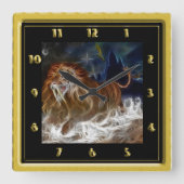 Löwe in einem Traum Quadratische Wanduhr (Vorderseite)