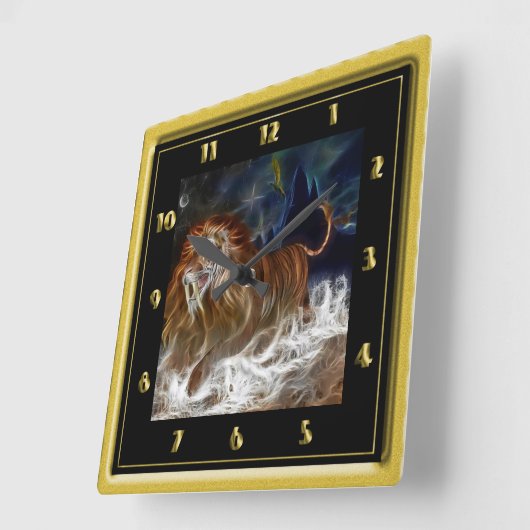 Löwe in einem Traum Quadratische Wanduhr (Winkel)
