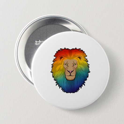 Löwe in Regenbogenfarben Button (Vorne & Hinten)