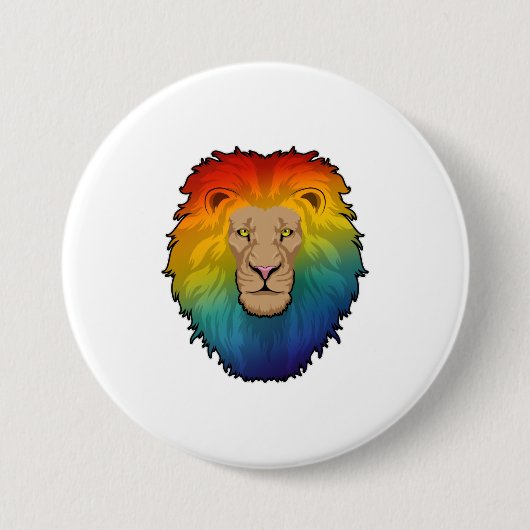 Löwe in Regenbogenfarben Button (Vorderseite)