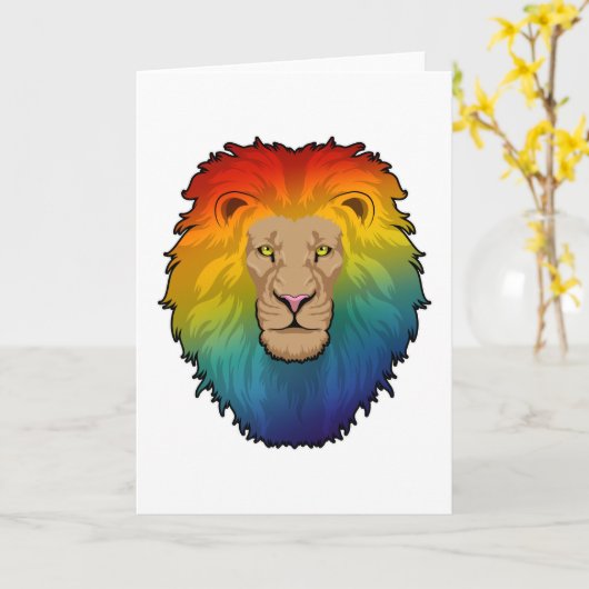 Löwe in Regenbogenfarben Karte (Gelbe Blume)