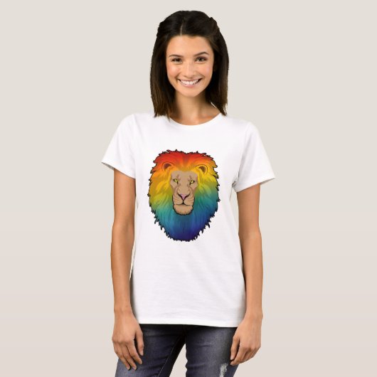 Löwe in Regenbogenfarben T-Shirt (Vorne ganz)