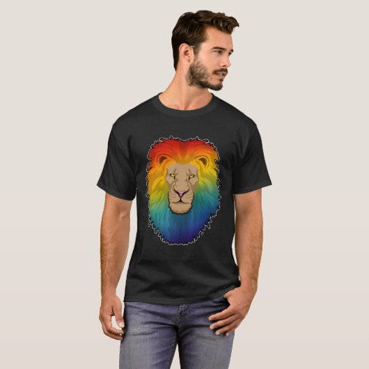 Löwe in Regenbogenfarben T-Shirt (Vorne ganz)