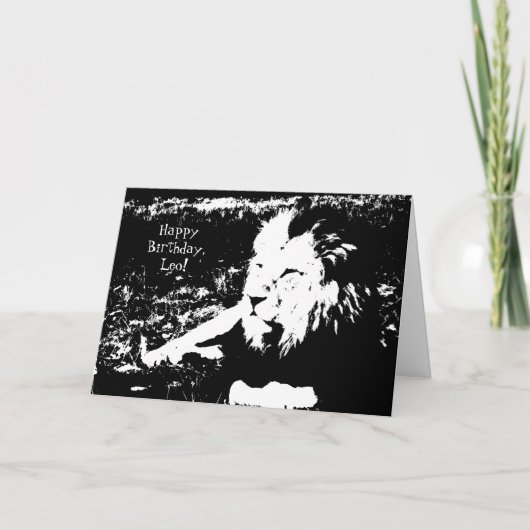 Löwe in Schwarzweiss - alles Gute zum Geburtstag Karte (Vorderseite)