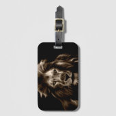 Löwe in Sepia Gepäckanhänger (Vorderseite Vertikal)