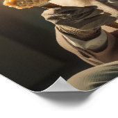 Löwe in Sonnenbrille und Hut, der Eiscreme genießt Poster (Ecke)