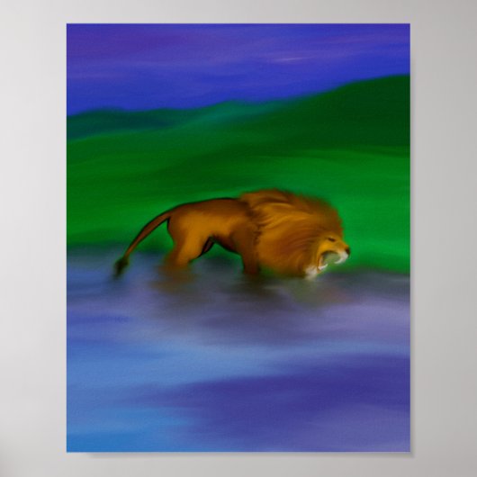 "Löwe in Wasser" Poster (Vorne)