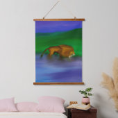 "Löwe in Wasser" Wandteppich Mit Holzrahmen (Schlafzimmer)